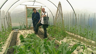 Monty Don and Adam in polytunnel Monty Don and Adam in polytunnel
