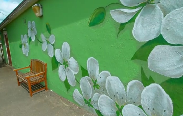 Flower mural on the wall Flower mural on the wall