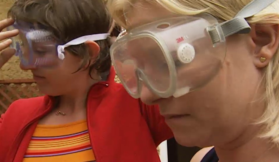 Dilys and Ann-Marie wear goggles Dilys and Ann-Marie wear goggles