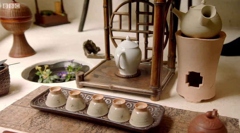 Set up for a tea ceremony Set up for a tea ceremony