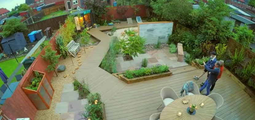 Overhead view of garden