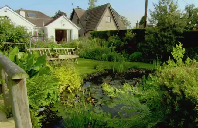 Benches around a pond
