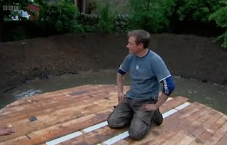 Chris on pontoon Chris on pontoon